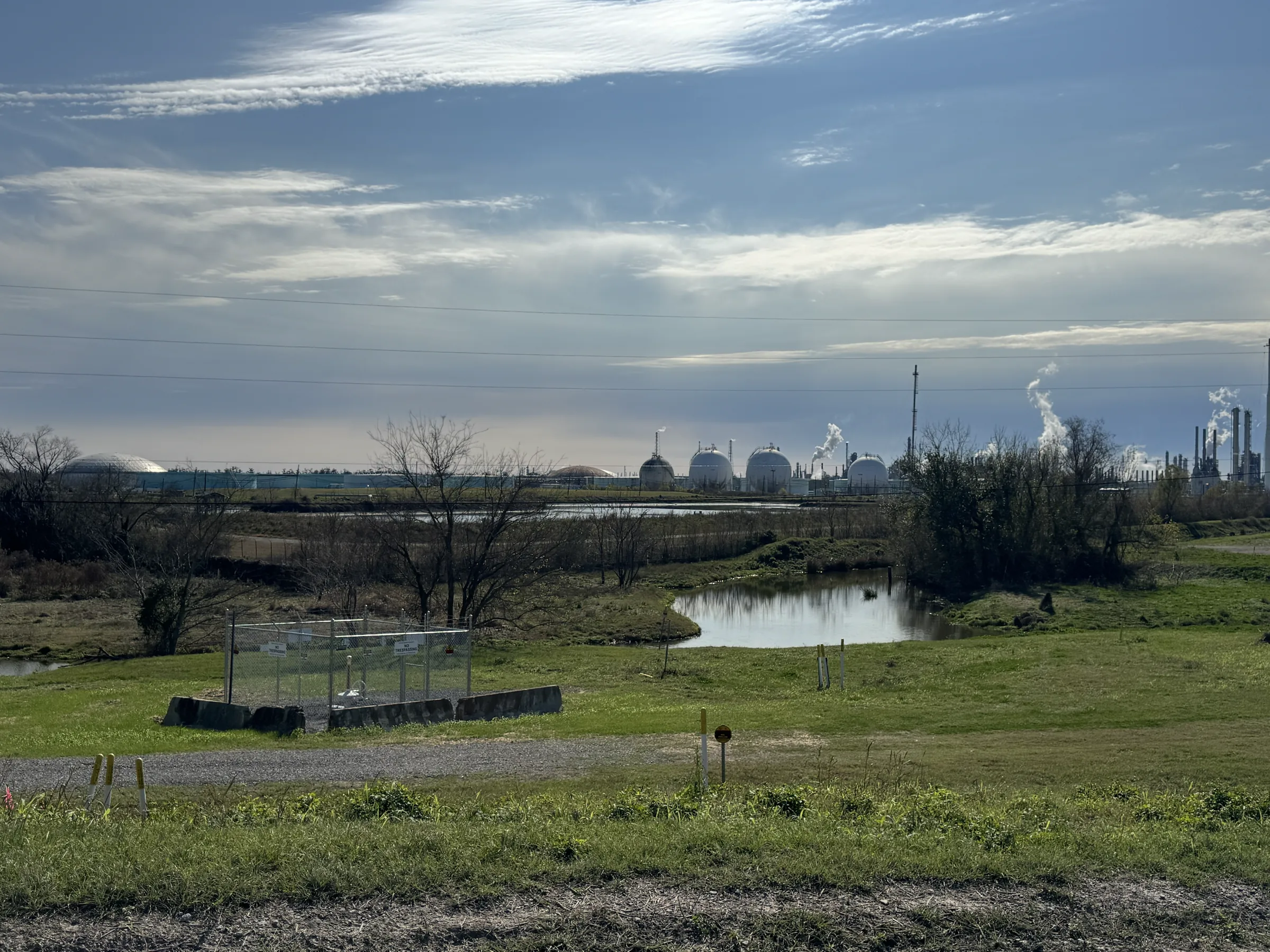 Wide view of the pipeline site and surrounding ground