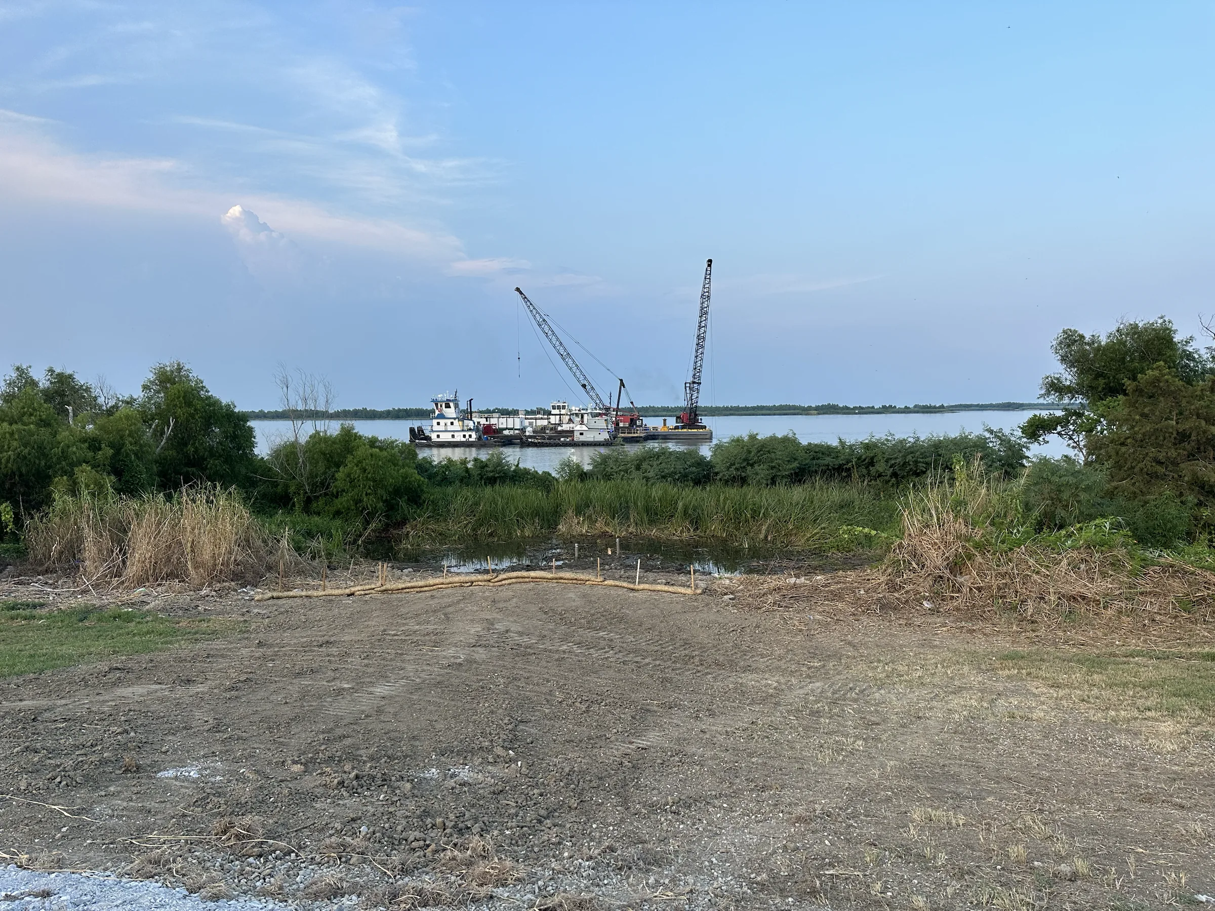 Equipment and site access near the water in Venice, Louisiana