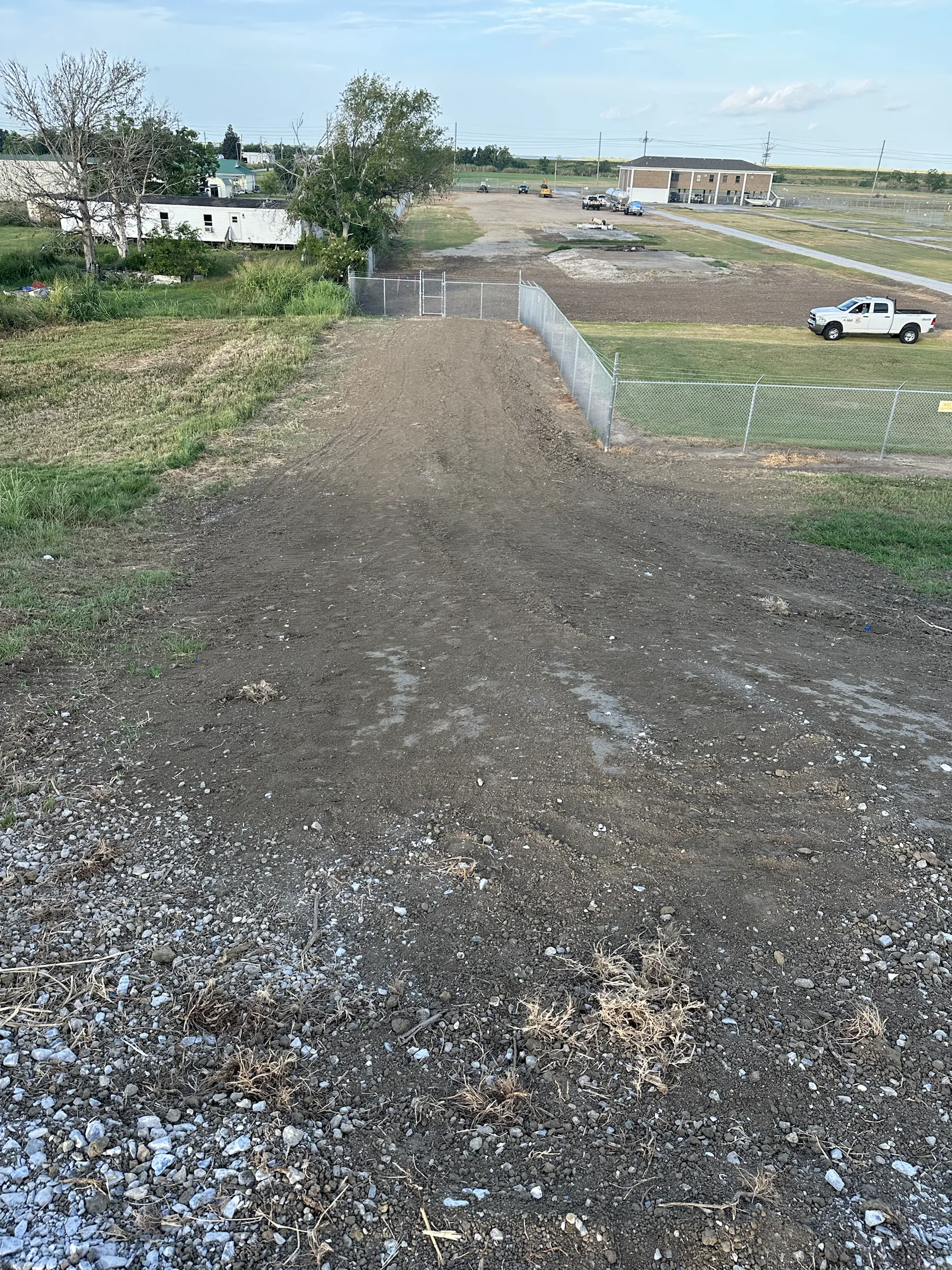 Prepared levee ground before hydroseed application
