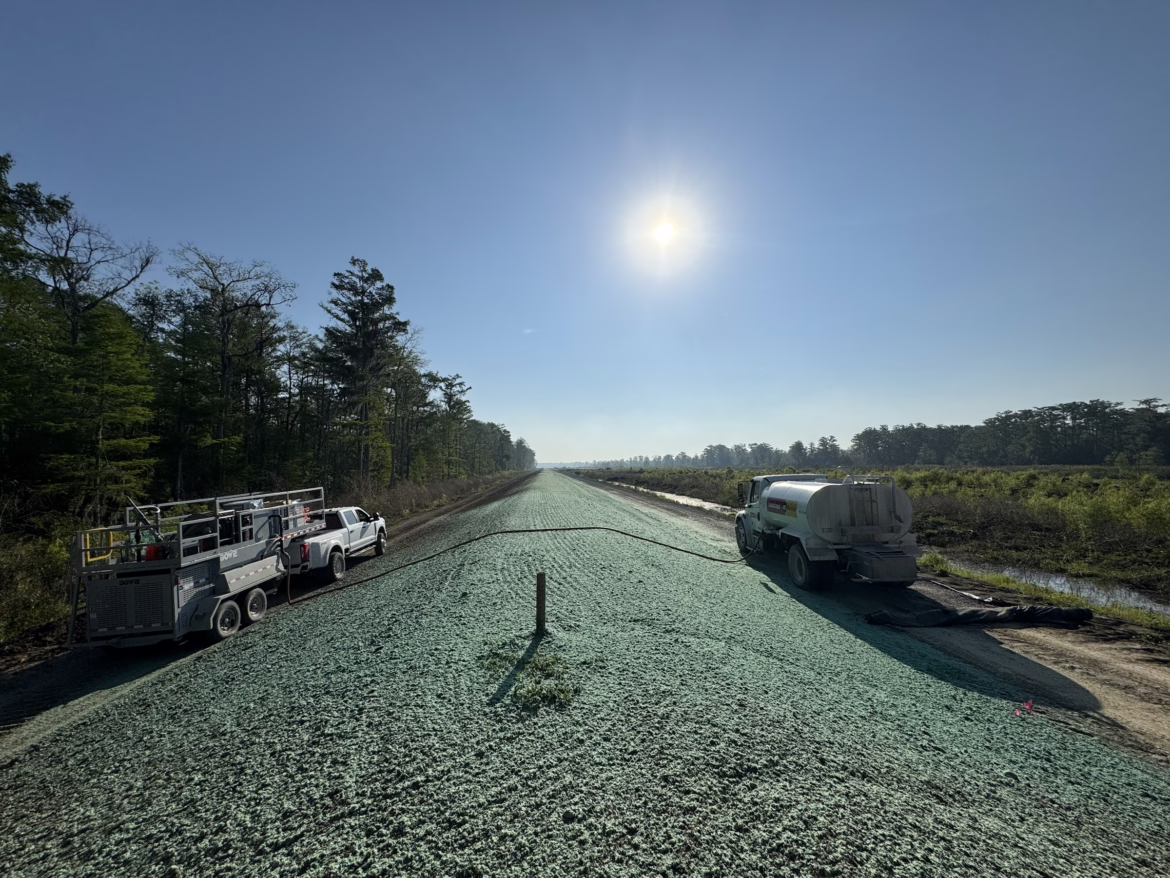 Sola hydroseeding application underway along the WSLP 109 corridor