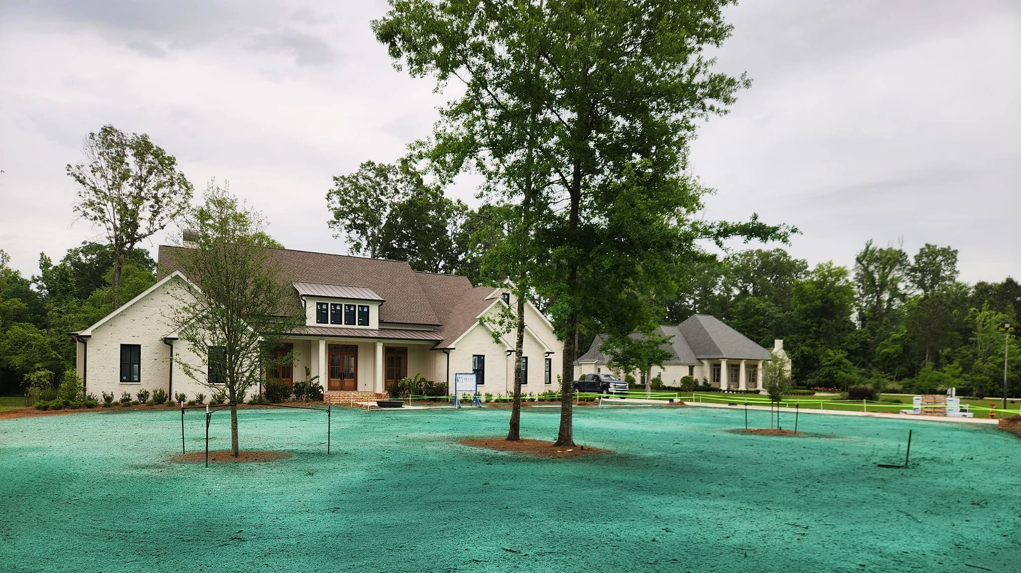 Freshly treated residential slope prepared for vegetation establishment